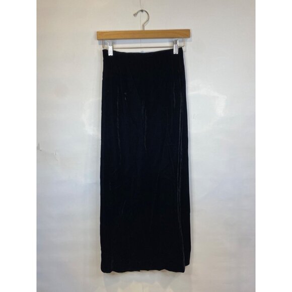 Double D Ranch Small Black Crushed Velvet Maxi Skirt Elastic Waist GUC**